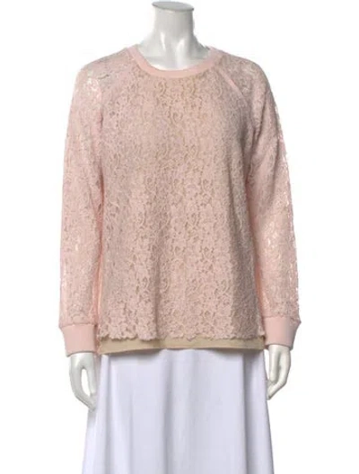 Pre-owned Sportmax Lace Crew Neck Sweatshirt In Pink