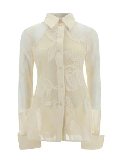 Sportmax Lace Detailed Long-sleeved Top In Bianco
