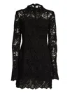 Sportmax Lace Long-sleeve Mini Dress In Black