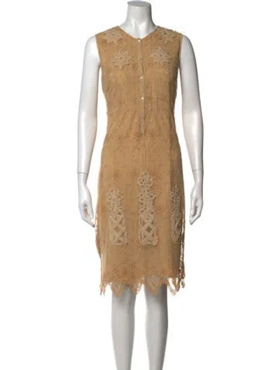 Pre-owned Sportmax Lace Pattern Knee-length Dress In Neutrals