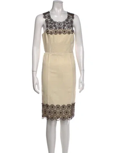 Pre-owned Sportmax Lace Pattern Knee-length Dress In Yellow