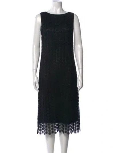 Pre-owned Sportmax Lace Pattern Midi Length Dress In Black
