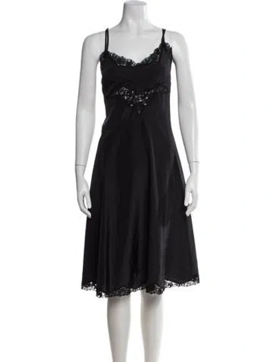 Pre-owned Sportmax Lace Pattern Midi Length Dress W/ Tags In Black
