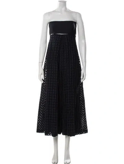 Pre-owned Sportmax Lace Pattern Strapless Jumpsuit In Black