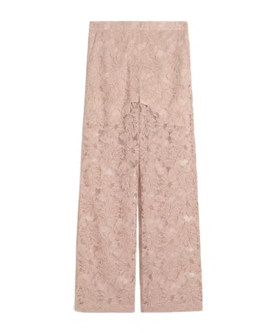 Sportmax Floral-lace Trousers In Pink