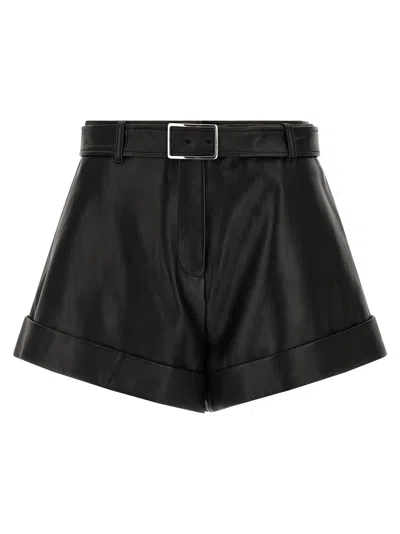 Sportmax Lamb Leather Bermuda Shorts In Black