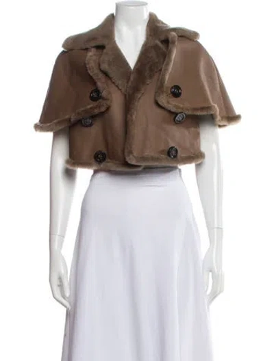 Pre-owned Sportmax Lamb Leather Bolero In Brown
