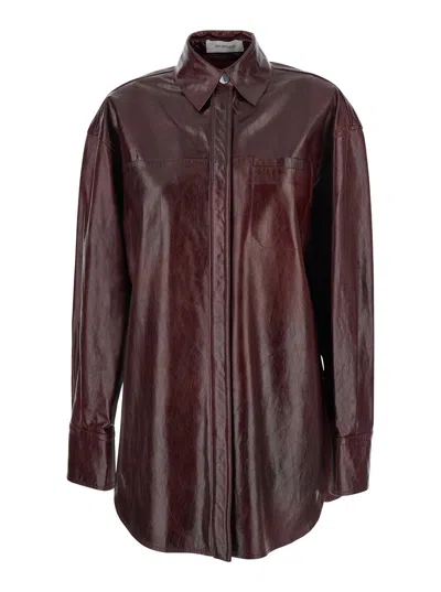Sportmax Lamb Leather Coat In Bordeaux