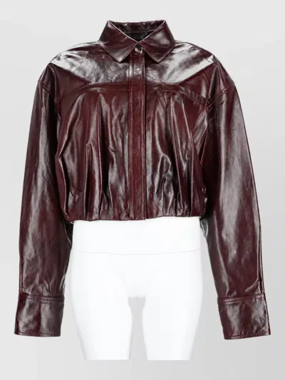 Sportmax Lamb Leather Coat In Burgundy