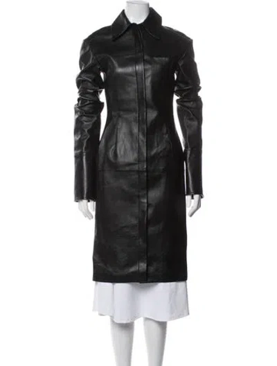 Pre-owned Sportmax Lamb Leather Coat W/ Tags In Black