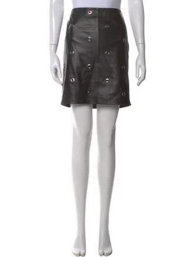 Pre-owned Sportmax Lamb Leather Mini Skirt W/ Tags In Black