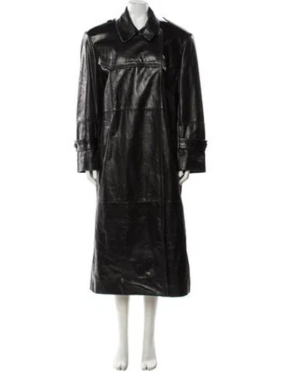 Pre-owned Sportmax Lamb Leather Trench Coat In Gray