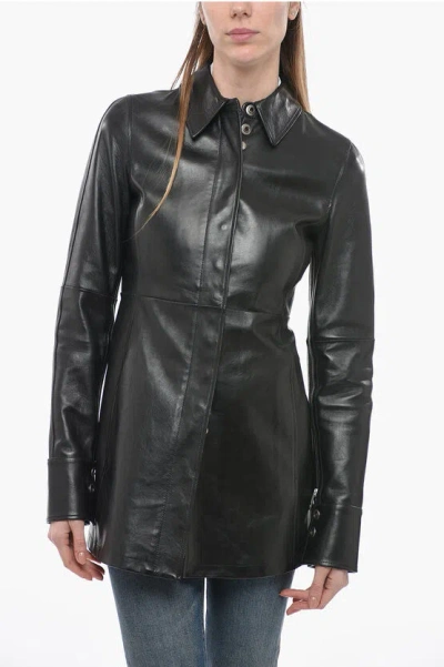 Sportmax Lambskin Addi Jacket With Zip And Snap Buttons In Black
