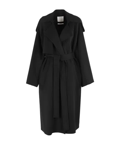Sportmax Lapel Long Sleeve Coat In Black
