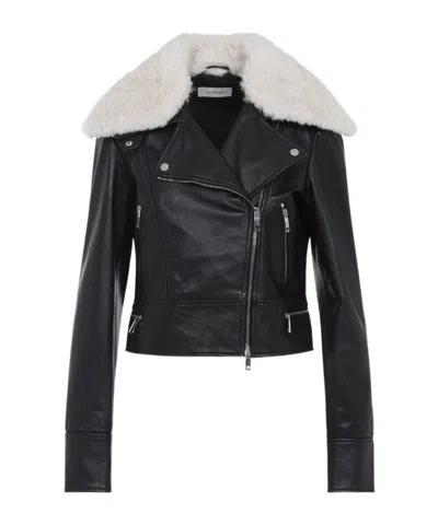 SPORTMAX LAPEL LONG SLEEVE LEATHER JACKET