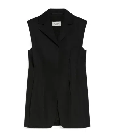 Sportmax Lapel Sleeveless Vest In Black