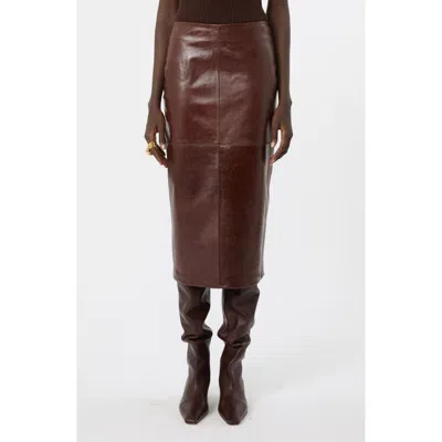 Sportmax Lappole Leather Midi Skirt In Plum