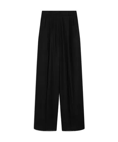 Sportmax Large Silhouette Elastic Wool Pants In Black