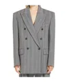 Sportmax Striped Double-breasted Long-sleeved Jacket In Gray