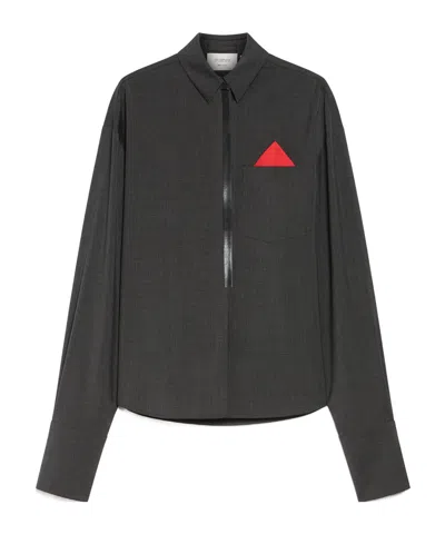 Sportmax Large Silhouette Stretch Fleece Shirt In Black