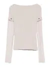 Sportmax Layered Chenille Crewneck Sweater With Detachable Sleeves In Neutral