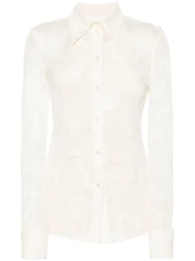 Sportmax Layered Floral-lace Shirt In Neutrals