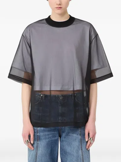Sportmax Layered Sheer-panel T-shirt In Black
