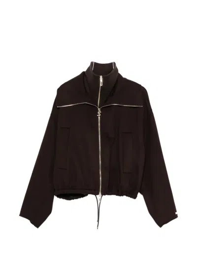 Sportmax Layered-collar Elasticated-hem Jacket In Brown
