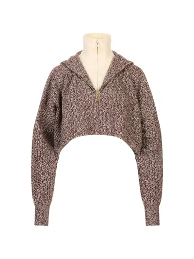 Sportmax Layered-effect Cropped Sweater In Brown