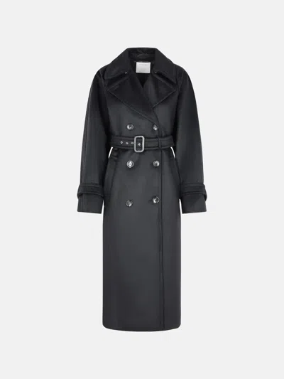 Sportmax 'leandro' Black Virgin Wool Coat