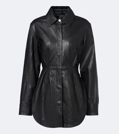 Sportmax Leather And Suede Shirt In Black