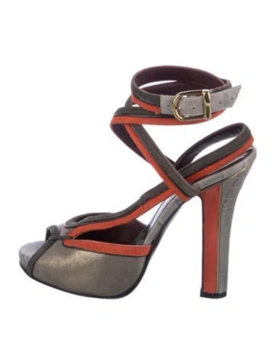Pre-owned Sportmax Leather Animal Print Pumps In Neutral