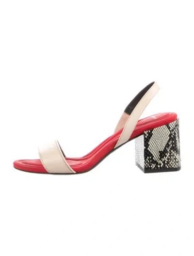 Pre-owned Sportmax Leather Animal Print Sandals In Red