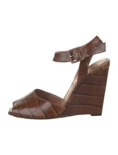 Pre-owned Sportmax Leather Animal Print Slingback Pumps In Brown