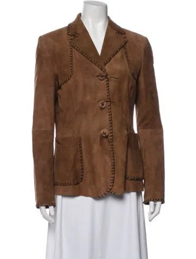 Pre-owned Sportmax Leather Blazer In Brown