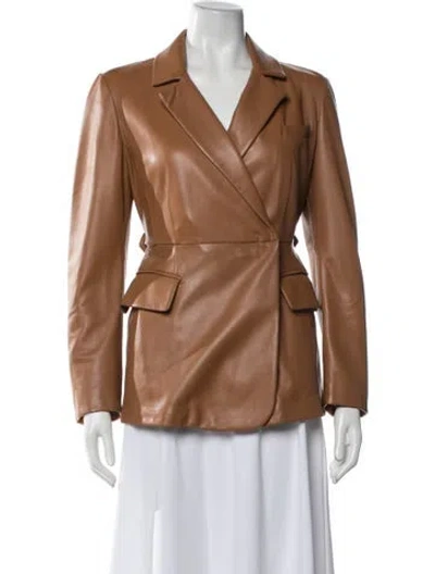 Pre-owned Sportmax Leather Blazer In Brown
