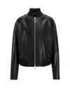 Sportmax Leather Bomber Jacket In Nero
