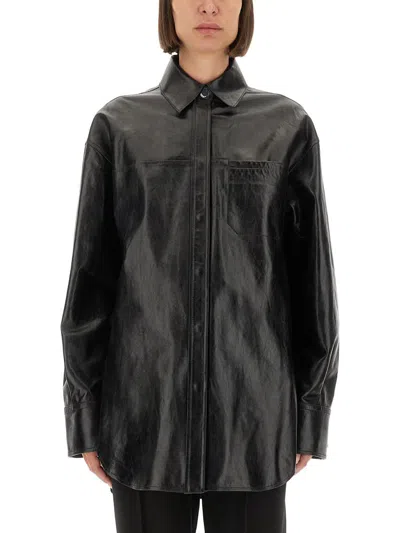 Sportmax Leather "borel" Shirt In Black