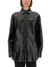 Sportmax Leather Shirt With Long Sleeves And Pocket In Black