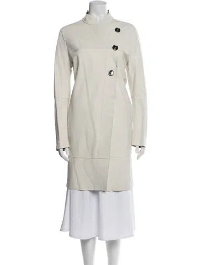 Pre-owned Sportmax Leather Coat In Neutral