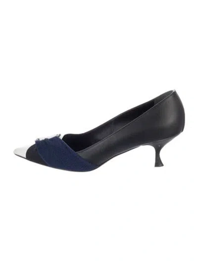 Pre-owned Sportmax Leather Colorblock Pattern Pumps In Blue