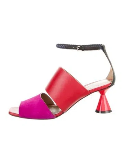 Pre-owned Sportmax Leather Colorblock Pattern Sandals In Multi