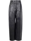 Sportmax Leather "garbo" Trousers In Black