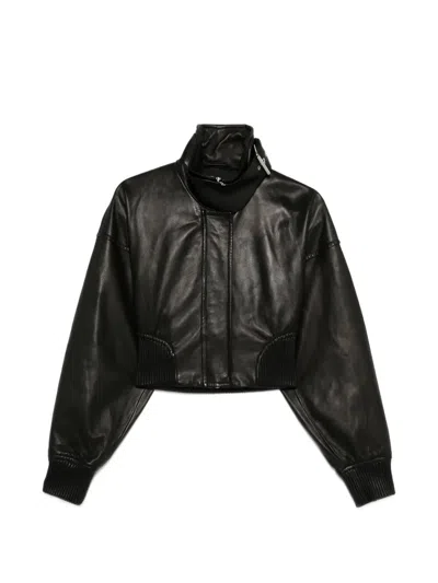 Sportmax Leather Outerwear In Black