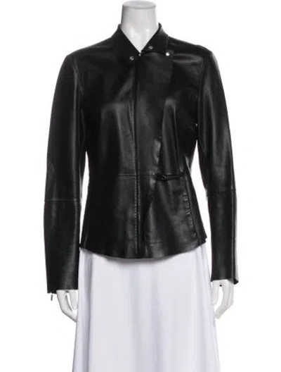 Pre-owned Sportmax Leather Jacket In Black