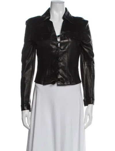 Pre-owned Sportmax Leather Jacket In Black