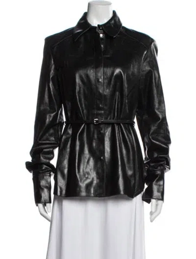 Pre-owned Sportmax Leather Jacket In Black