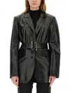 Sportmax Leather Jacket With Belt In Black