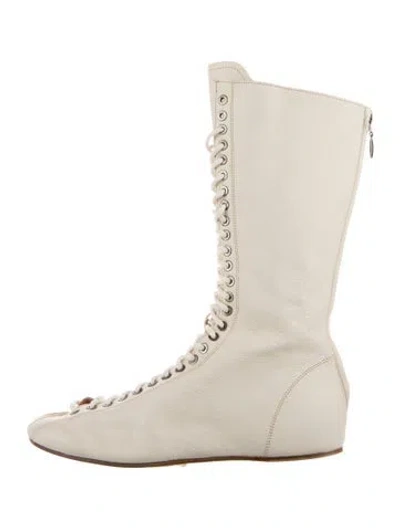 Pre-owned Sportmax Leather Lace-up Boots In Neutral
