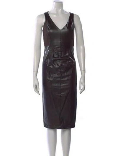 Pre-owned Sportmax Leather Midi Length Dress In Black